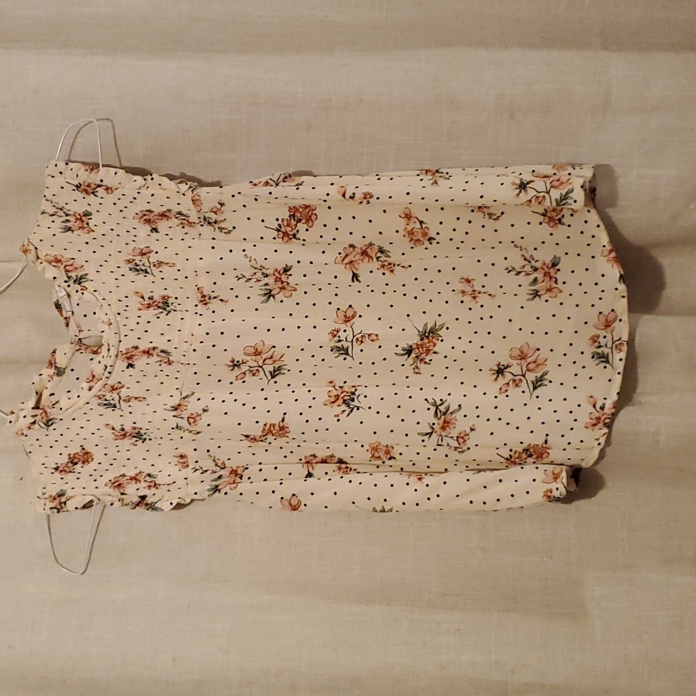 High neck floral dot top
